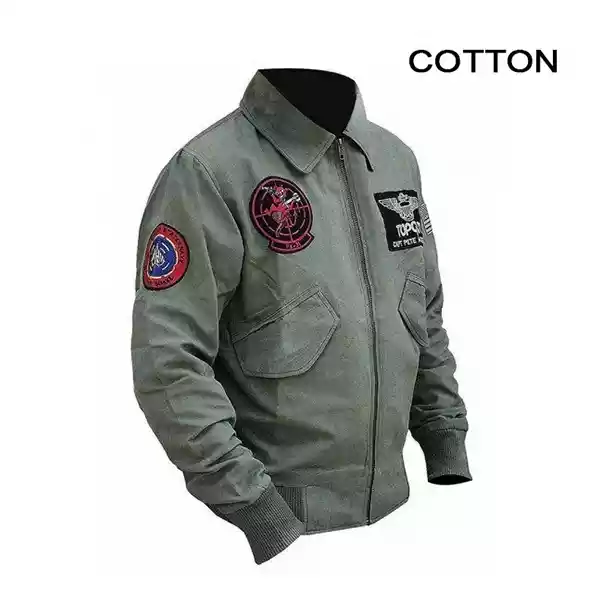 thumbnail image 2 of Flesh & Hide Top Gun Bomber Jacket – Real Fur Trim Collar – Tom Cruise Maverick Style – Men's Black Leather 2 of 6