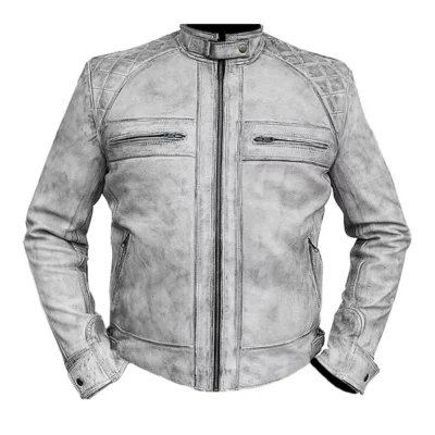 vintage shade cafe racer white biker jacket