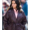 Only Murders in the Building Mabel Mora Maroon Selena Gomez leather Coat