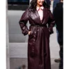 Only Murders in the Building Maroon Leather Coat