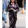 Only Murders in the Building Maroon Selena Gomez leather Coat