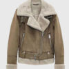 Eve Harris Eveâ€™s Beige La Brea Suede Sherpa Jacket