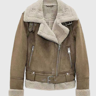 Eve Harris Eveâ€™s Beige La Brea Suede Sherpa Jacket