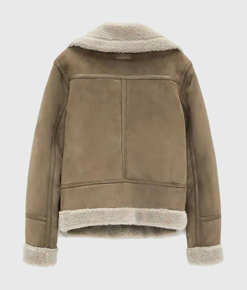 Tv series Eve Natalie Zea Beige La Brea Suede Sherpa Jacket