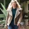 Tv series Eve Natalie Zea Beige La Brea Suede Sherpa Jacket