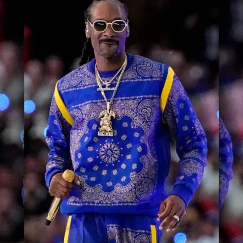 Snoop Dogg Super Bowl Blue Bandana Sweat Halftime Tracksuit