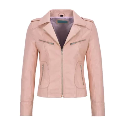 Pink Biker Leather Jacket