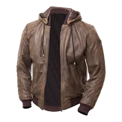 Leather Hooded Jacket