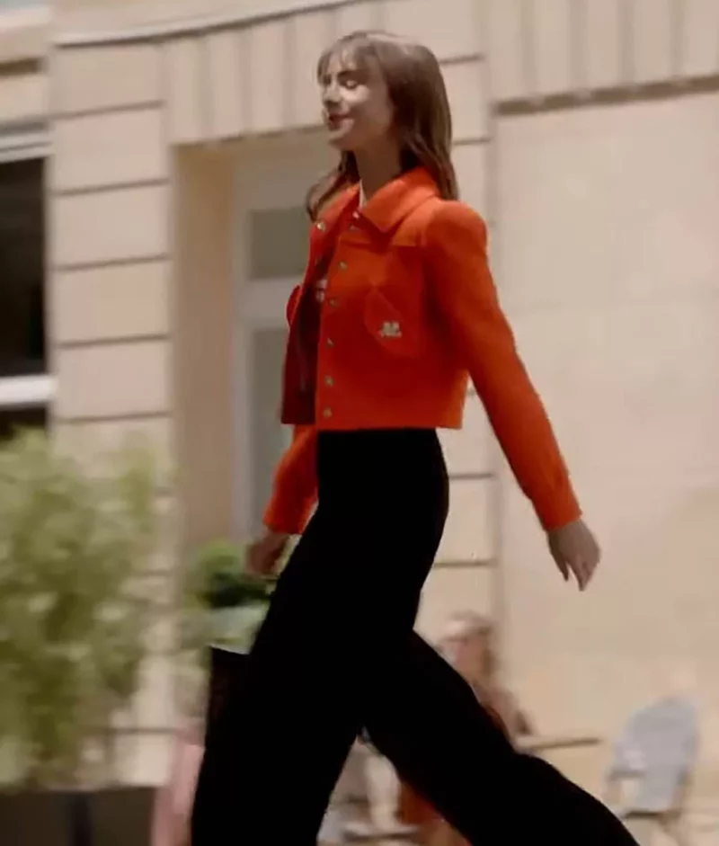 Lily Collins Emily Cooper Emily In Paris Orange Jacket