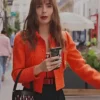 Lily Collins Emily Cooper Emily In Paris Season 3 Orange Jacket