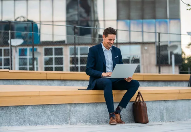 blue suit with brown shoes