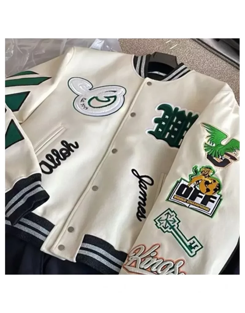 LeBron James white Varsity Jacket