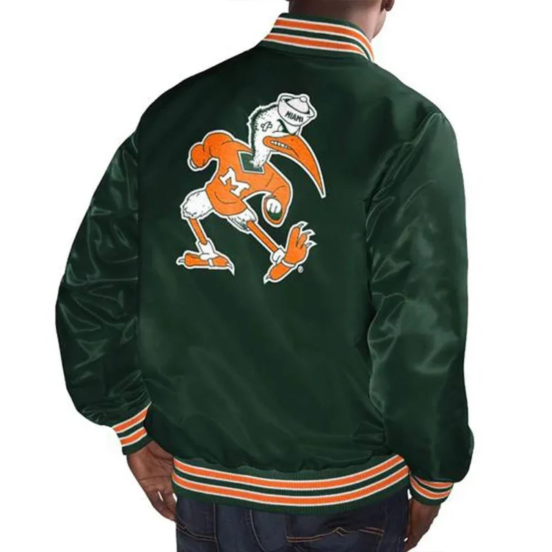 Starter Miami Hurricanes Football Club Bomber Varsity Satin Jacket