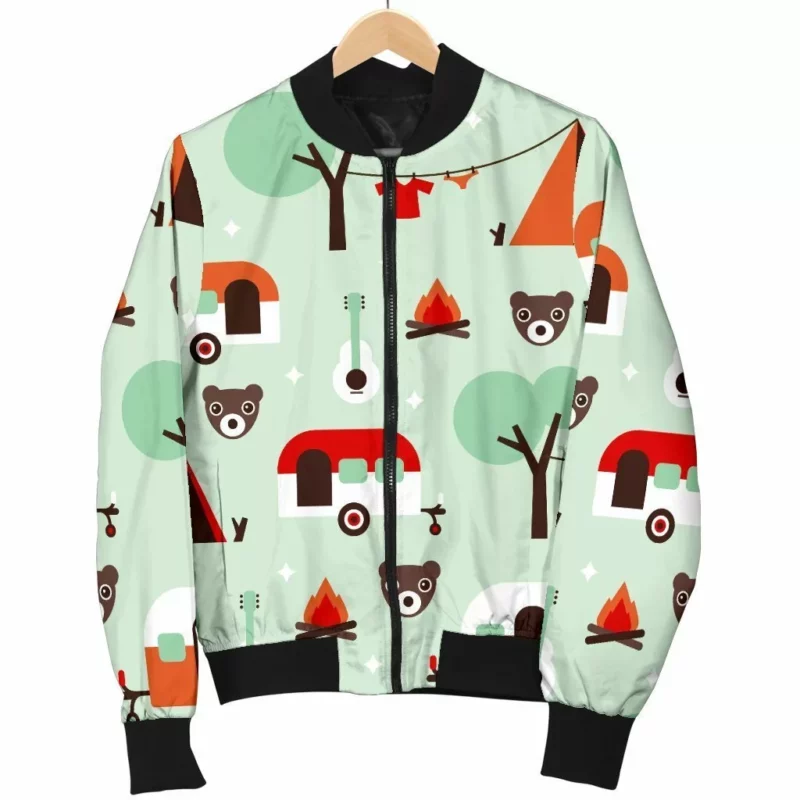 Camper Pattern Print Bomber Jacket