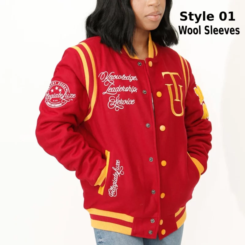 Tuskegee University Red Bomber Wool Varsity Jacket