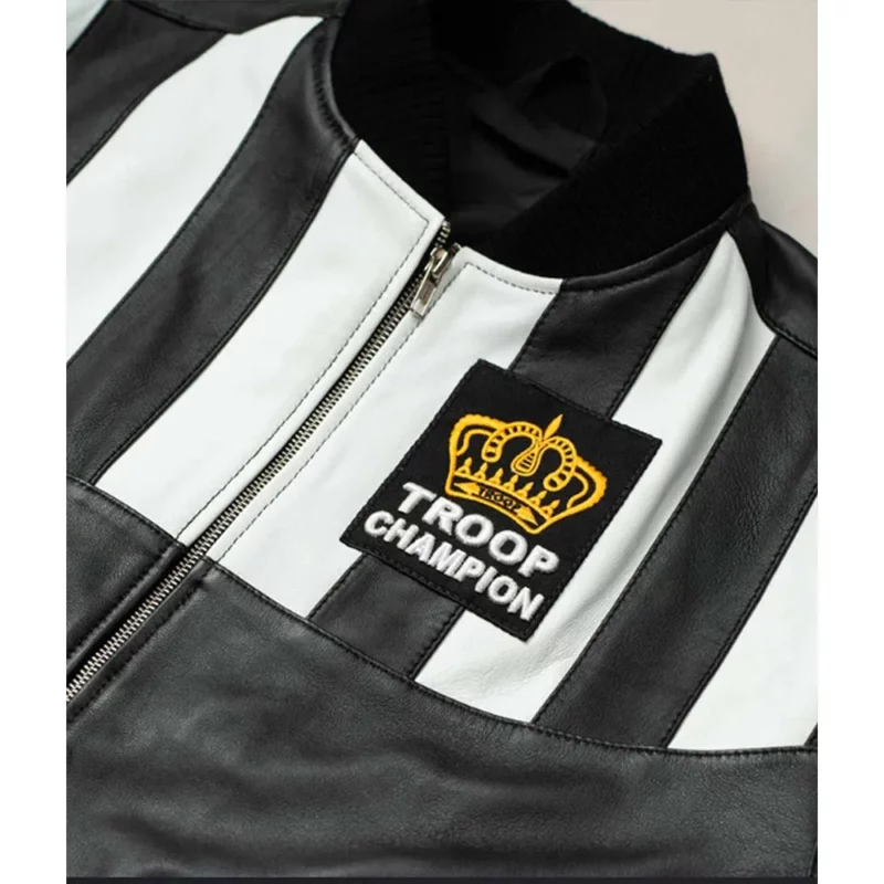 Black LL Cool J Troop Champion Bomber Leather Jacket