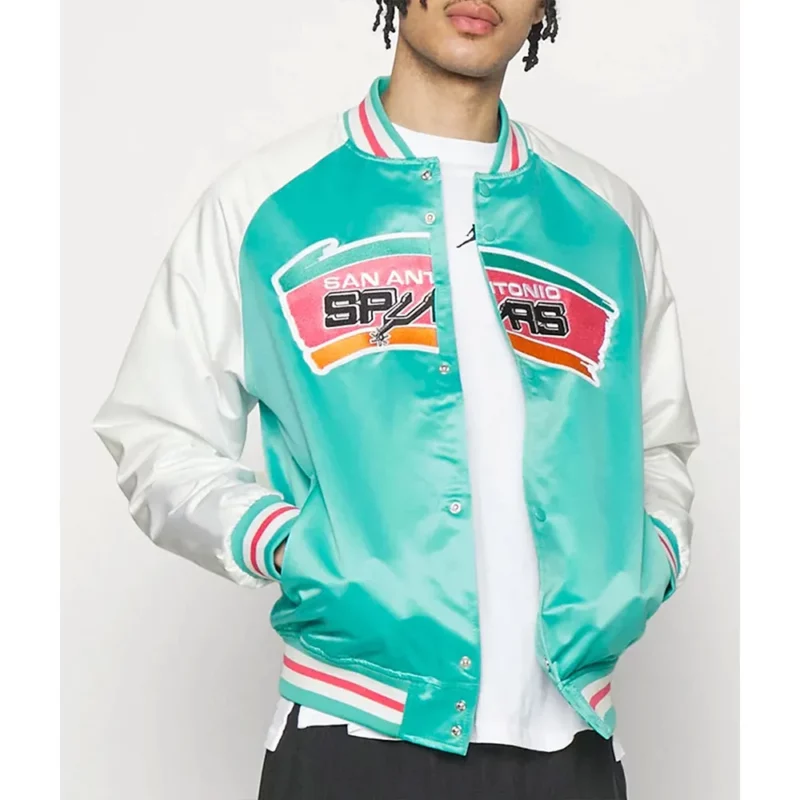 San Antonio Spurs Prime Time Aqua White Full-Snap Jacket