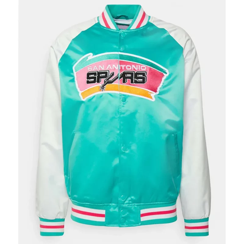 San Antonio Spurs Prime Time Aqua White Varsity Full-Snap Jacket