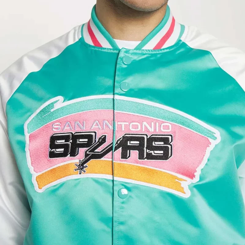 San Antonio Spurs Prime Time Aqua White Varsity Jacket