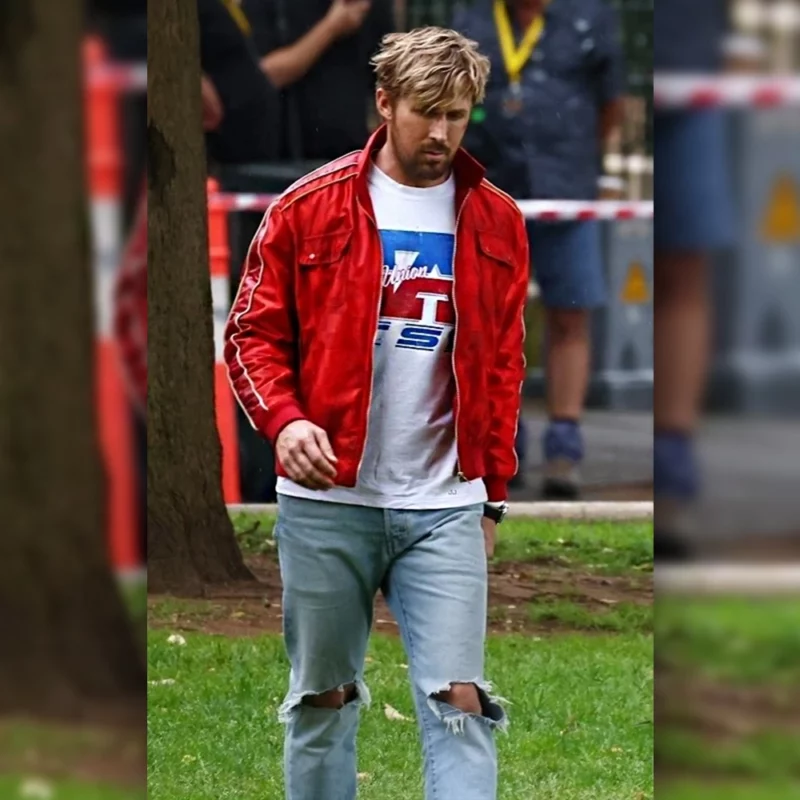 Ryan Gosling The Fall Guy Red Satin Jacket