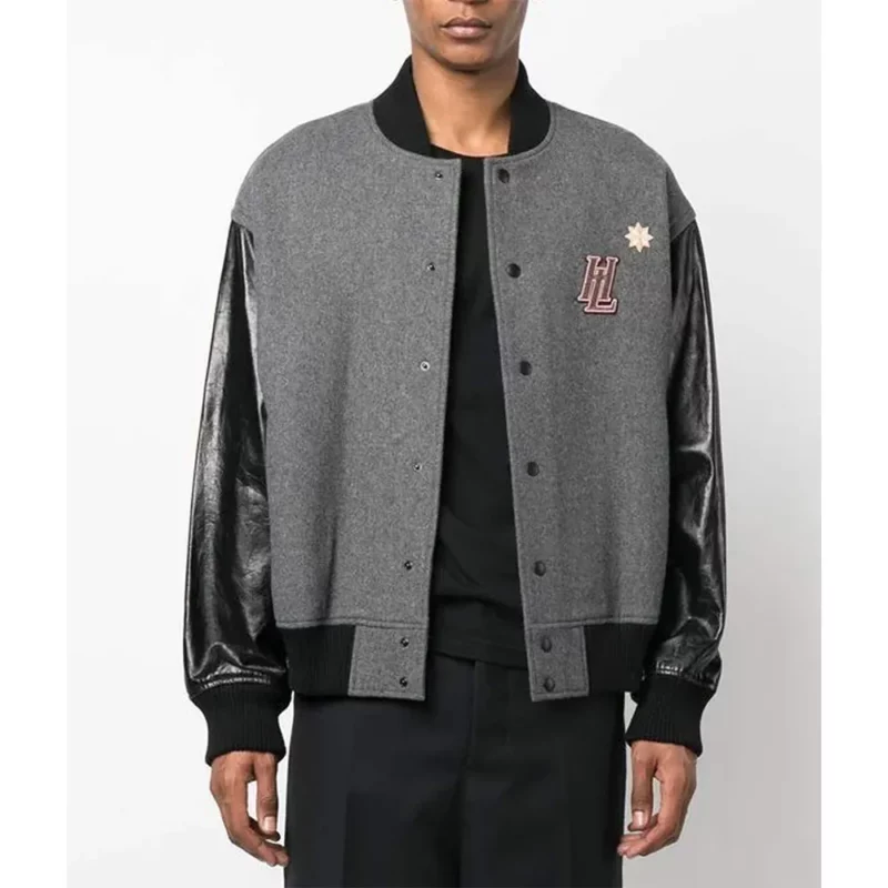 Helmut Lang Logo Grey Varsity Jacket