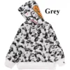 Camo Shark Full Zip Pullover Grey Bape Hoodie