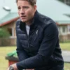 Colter Shaw Tracker S01 2024 Justin Hartley Blue Hybrid Puffer Jacket
