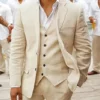 Men Beige 3 Piece Suit