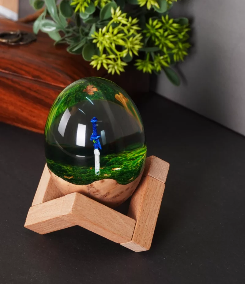 Resin Wood Eggs Broken Rusty Sword Decor