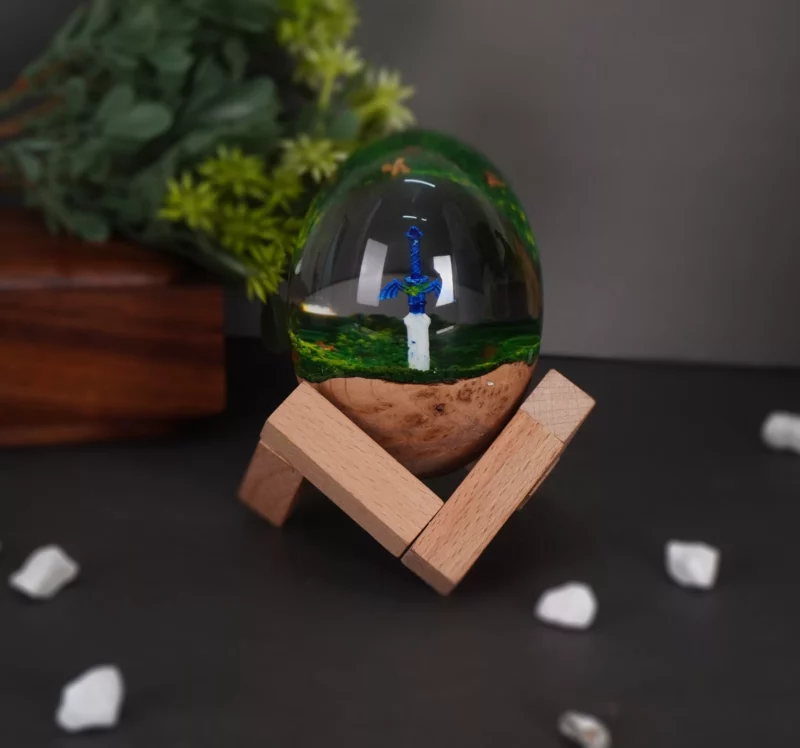 Resin Wood Eggs Rusty Sword Decor