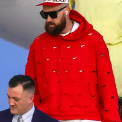 Super Bowl Travis Kelce Red Hoodie