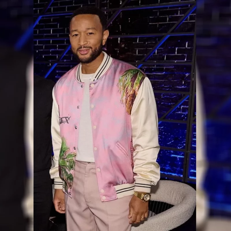 The Voice S25 John Legend Pink Printed Bomber Jacket