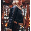 Doctor Who 2024 Millie Gibson Black Leather Shearling Jacket