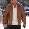 Alan Ritchson Ordinary Angels 2024 Ed Schmitt Brown Leather Jacket