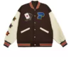 Poker Lucky Varsity Baseball Brown Jacket