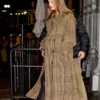 Taylor Swift Checked Double-Breasted Brown Tweed Coat