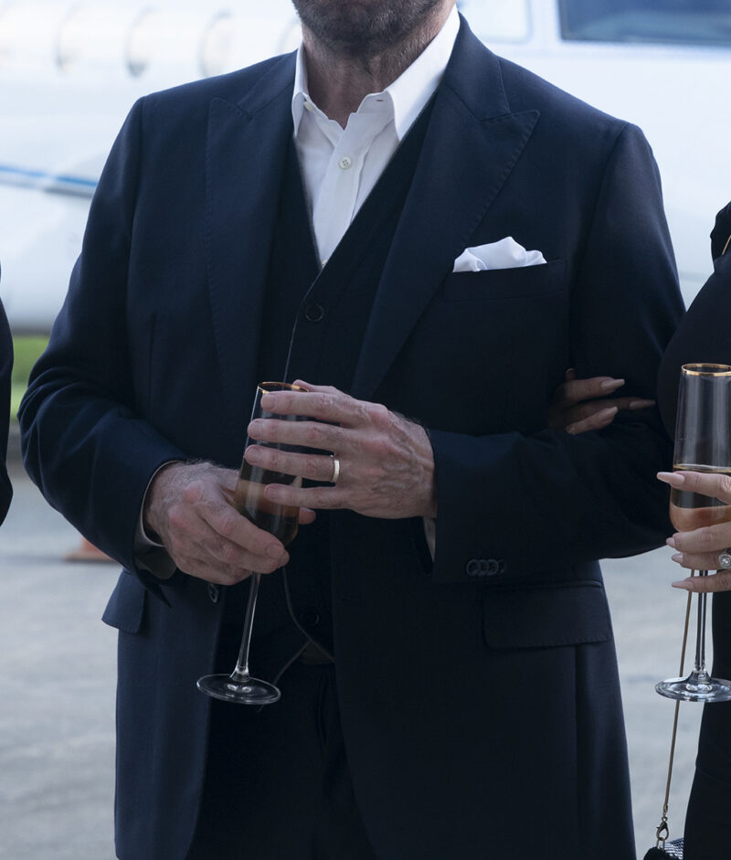Cash Out 2024 Mason Goddard John Travolta Black Suit