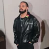 Drake Amici Violente Bomber Black Leather Jacket