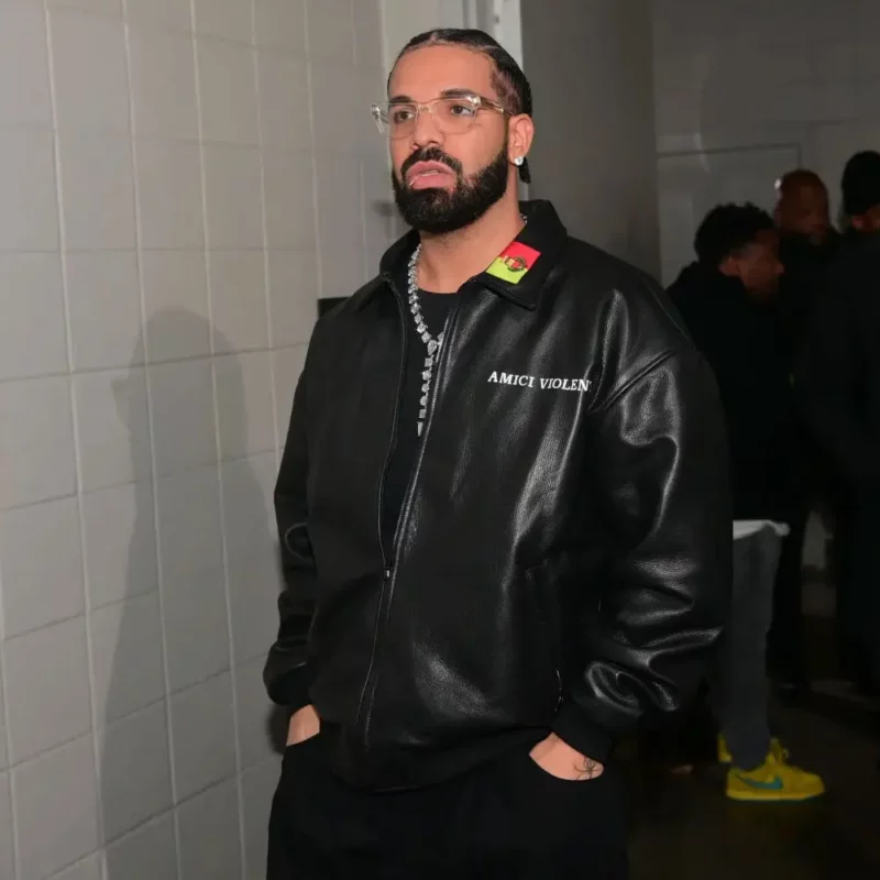 Drake Amici Violente Bomber Leather Jacket