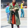 Eric 2024 Cassie Anderson Gaby Hoffmann Green Trench Coat