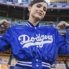 Los Angeles Dodgers Bomber Sofia Carson Satin Jacket