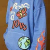 Peace And Love Blue Hoodie