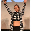 SXSW Emily Blunt Diamond Print Black and White Coat
