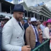 Travis Kelce Kentucky Derby White Pinstriped Suit