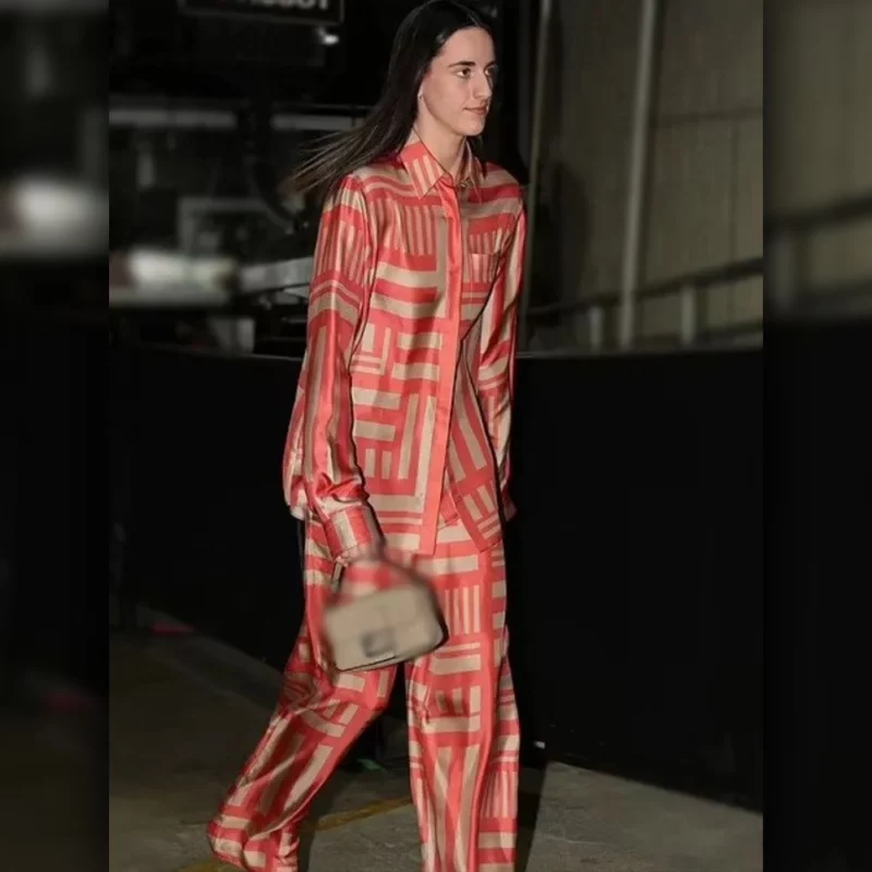 Caitlin Clark Pink Geometric Printed Jumpsuit