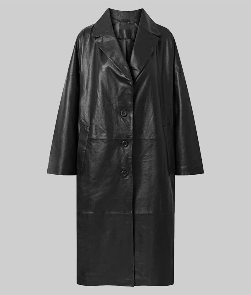 Daria Strokous Black Leather Trench Coat