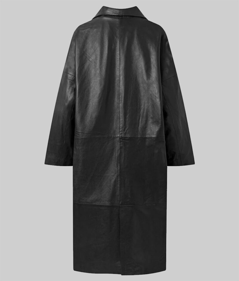 Daria Strokous Leather Black Trench Coat