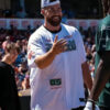 David-Njoku-Celebrity-Softball-Game-Travis-Kelce-White-Shirt