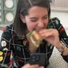 E! News Daryn Carp Black Floral Grid Silk Shirt