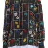 E! News Daryn Carp Black Floral Grid Silk Shirtt